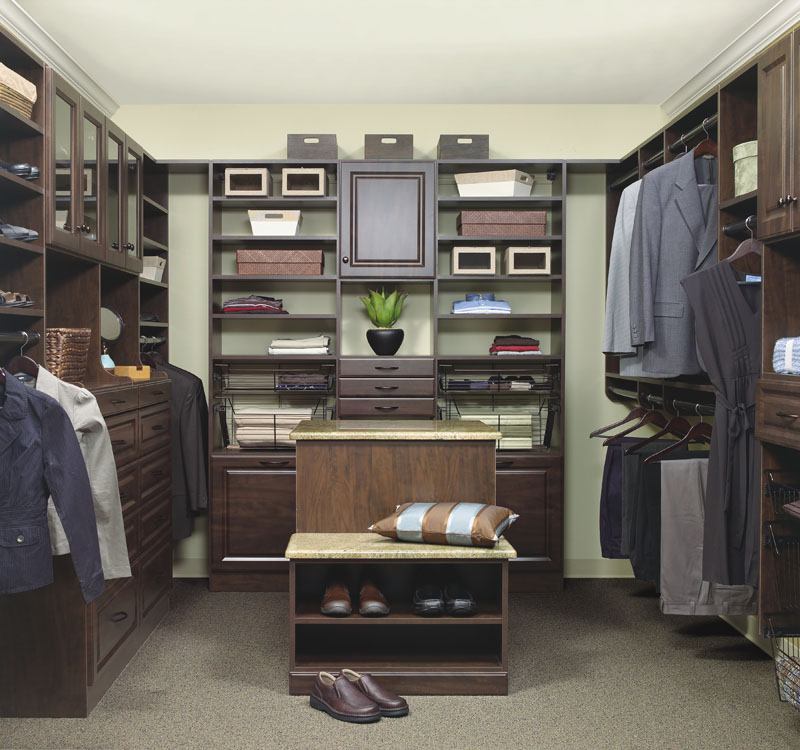 Closet island seating brings function in larger walk-in closets